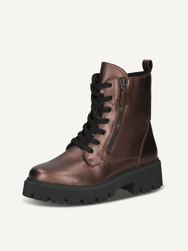 Caprice Thermo Lined Metallic Leather Lace-Up Boot 9-26229-43